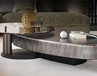 Tavolino Arena Long in legno con tavolino affiancato in cristallo di Cattelan Italia