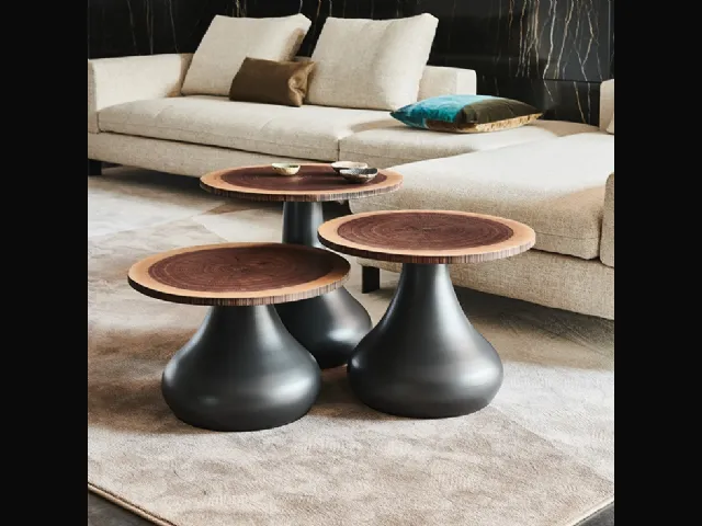 Tavolino di design Rio con top in MDF impiallacciato con sezione di tronco di Cattelan Italia