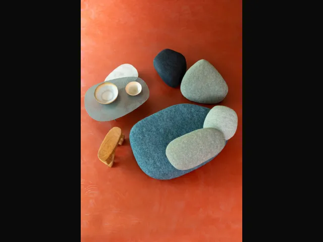 Pouf in tessuto a forma di pietra Pebble Rubble di Moroso