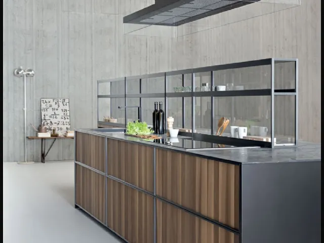 Cucina Design lineare in noce con top in pietra XP 04 di Zampieri Cucine