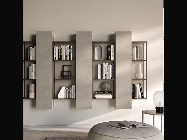 Libreria sospesa Grafic 03 in melaminico e metallo di Orme