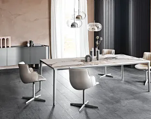 Tavolo con piano in ceramica effetto marmo Boulevard Keramik di Cattelan Italia