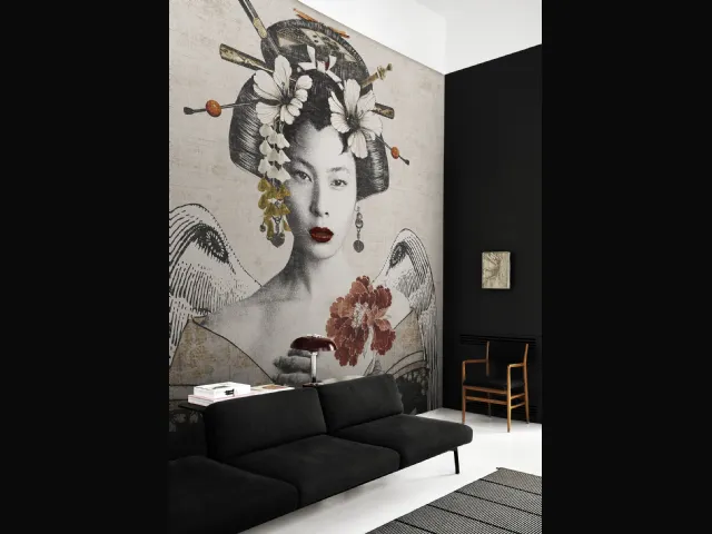 Carta da parati con ritratto di donna Geisha re-edition di London Art