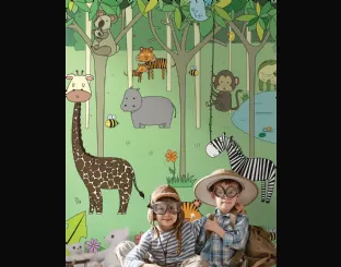Carta da parati per camerette con animali esotici Harry di London Art