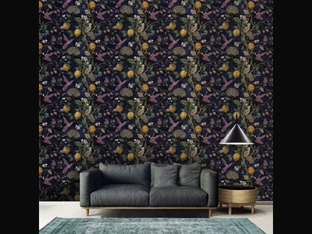 Carta da parati Lemons and birds di Adriani e Rossi