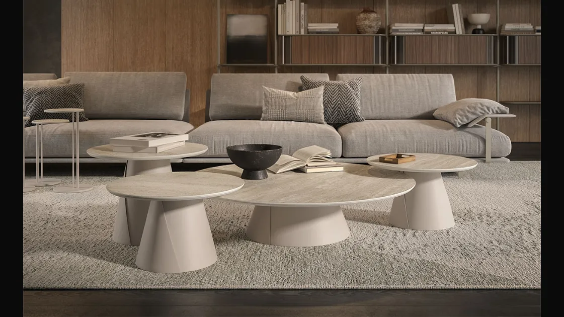 Tavolino con base in metallo e piano in ceramica Marmi Albert Keramik di Cattelan Italia