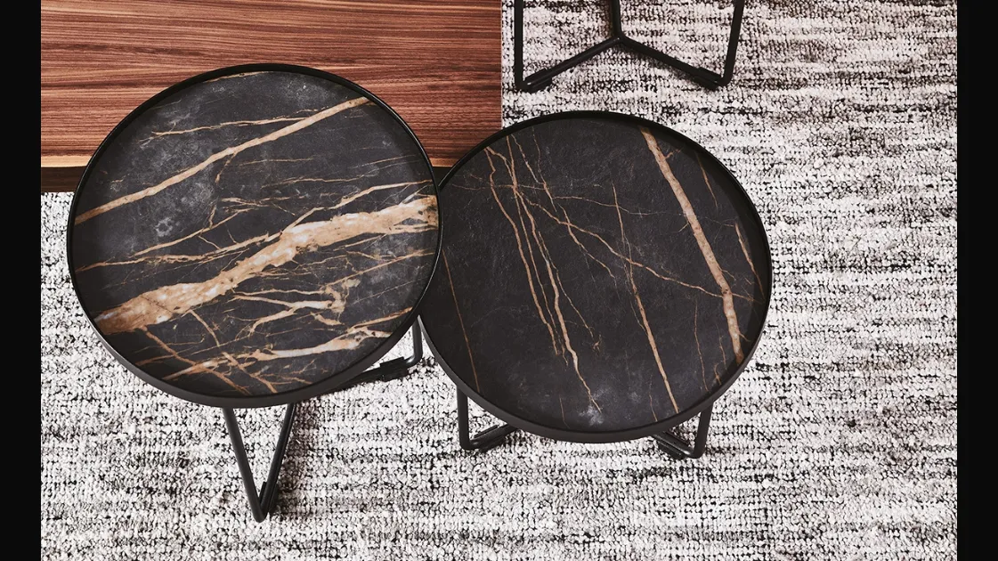 Tavolino con struttura in metallo e piano in ceramica Marmi Billy Keramik di Cattelan Italia