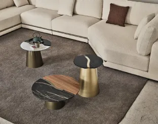 Tavolino Yang in SuperMarmo o SuperMarmo e legno di Bontempi