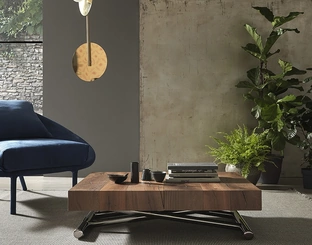 Tavolino trasformabile con top in legno e base in metallo Calypso di Altacom