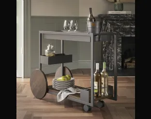 Tavolino su ruote a carrello con piani in legno Brandy di Cattelan Italia