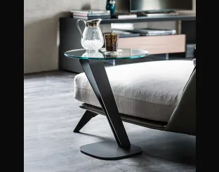 Tavolino con base in acciaio e piano in cristallo trasparente Falco di Cattelan Italia