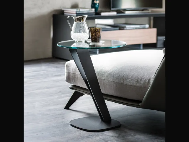 Tavolino con base in acciaio e piano in cristallo trasparente Falco di Cattelan Italia