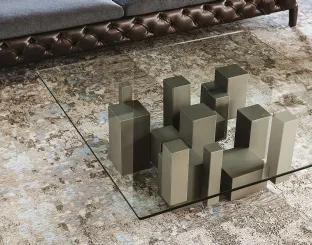 Tavolino con base in acciaio e piano in vetro Skyline di Cattelan Italia