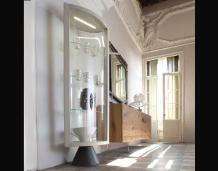 Contenitore in vetro con struttura rivestita in pelle Saba di Cattelan Italia