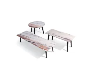 Tavolino in gres Pylon Liquid Marble di Diesel Living with Moroso