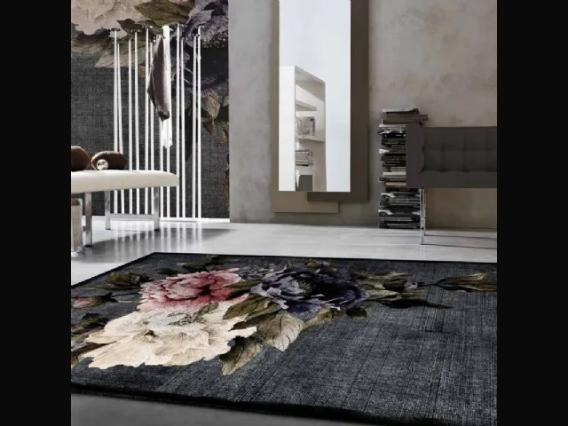 Tappeto con peonie colorate Digit Collection Roses di Adriani e Rossi