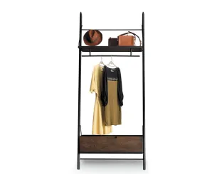 Appendiabiti Easy Closet in metallo e legno di Devina Nais