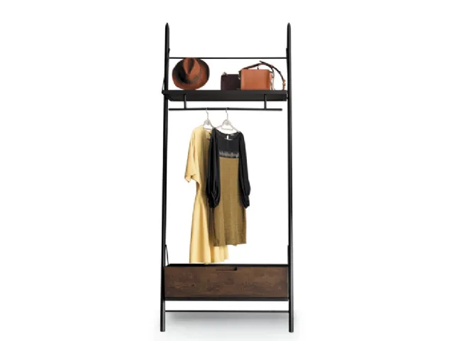 Appendiabiti Easy Closet in metallo e legno di Devina Nais