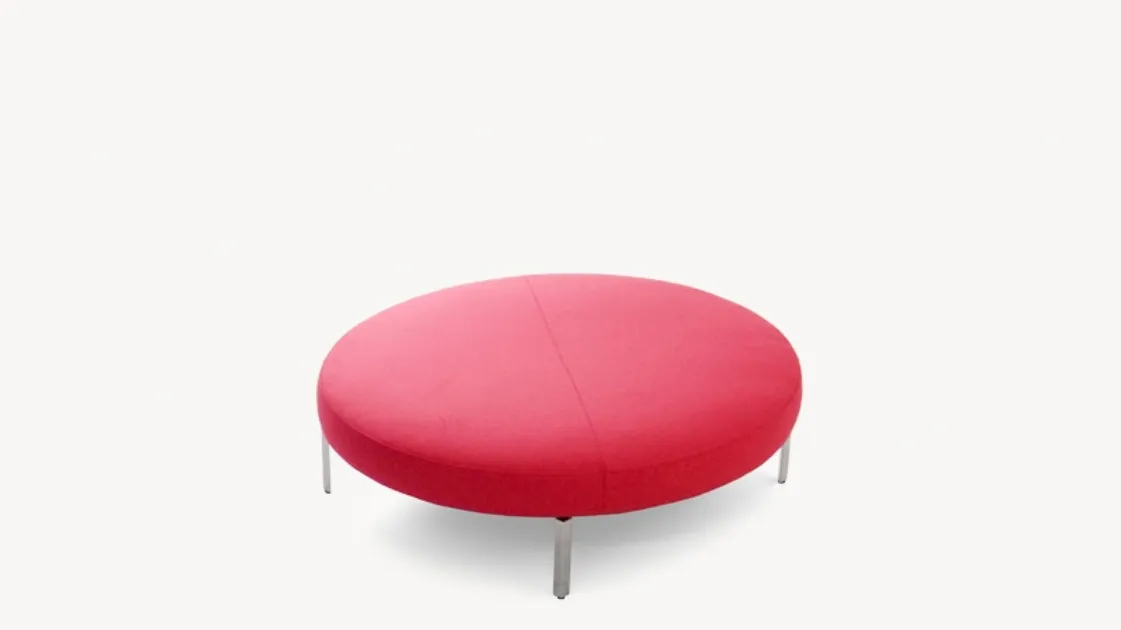 Pouf rotondo in tessuto con piedini in metallo Freeflow di Moroso