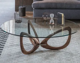 Tavolino in vetro con base in legno Helix di Cattelan Italia