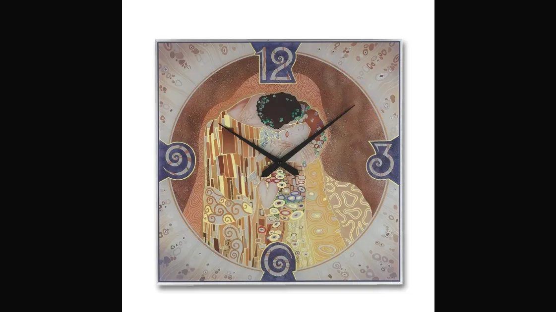 Orologio in cristallo temperato con serigrafia artistica Il Bacio di Adriani e Rossi