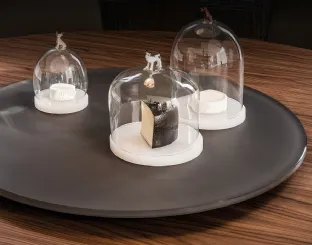 Vassoio contenitore centrotavola girevole in cristallo extrachiaro acidato verniciato di Cattelan Italia