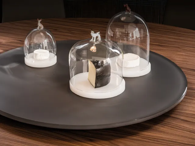 Vassoio contenitore centrotavola girevole in cristallo extrachiaro acidato verniciato di Cattelan Italia