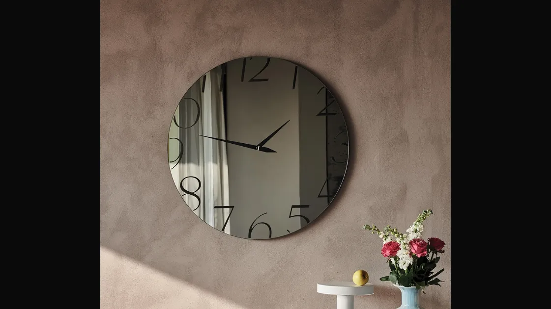 Specchio Orologio in cristallo specchiato serigrafato Moment di Cattelan Italia
