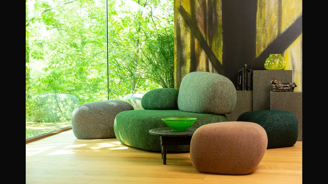 Pouf in tessuto a forma di pietra Pebble Rubble di Moroso