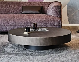 Tavolino rotondo con top in legno verniciato Brushed Grey Arena di Cattelan Italia