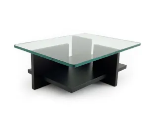 Tavolino con top in vetro e base in legno Theo di Moroso