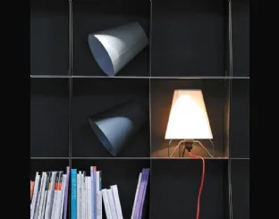 Lampada da tavolo in tessuto con struttura in metallo Jet Table di Adriani e Rossi