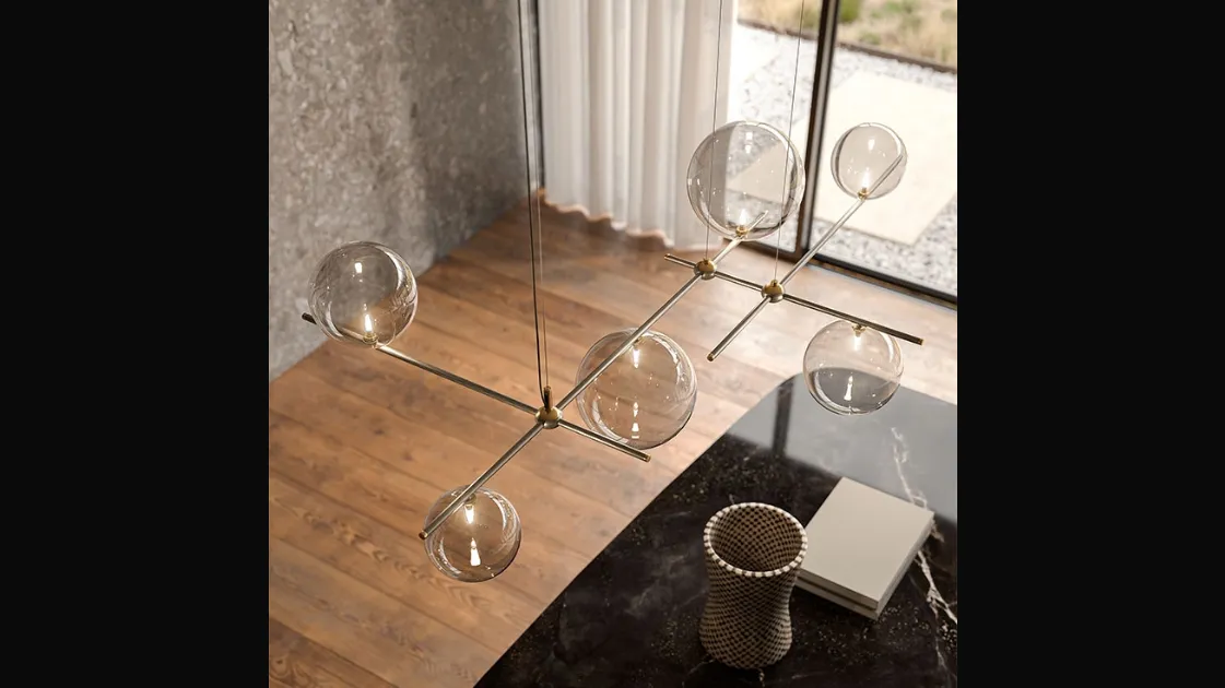 Lampada a sospensione in cristallo e metallo Bloom di Cattelan Italia