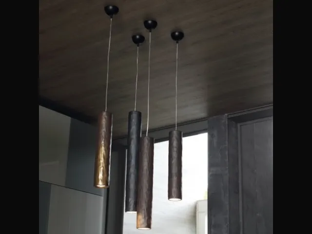 Lampada a sospensione in metallo bronzato Candle di Adriani e Rossi