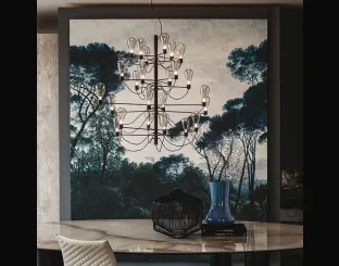 Lampada a sospensione in acciaio verniciato e paralume in cristallo fumè Poseidon di Cattelan Italia