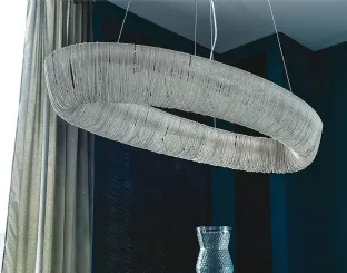 Lampada a sospensione composta da catenelle in alluminio Cellini di Cattelan Italia