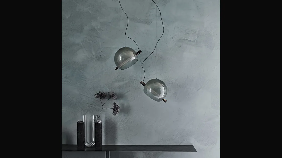 Lampada a sospensione con paralume in vetro soffiato trasparente o fumé Cody di Cattelan Italia a sospensione Cody di Cattelan Italia