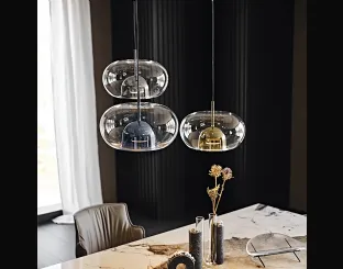 Lampada a sospensione con paralume in vetro borosilicato trasparente e calotta interna in vetro borosilicato verniciato Coimbra di Cattelan Italia