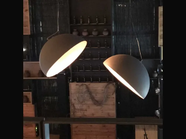 Lampada a sospensione in metallo verniciato nero Domus Degree di Adriani e Rossi