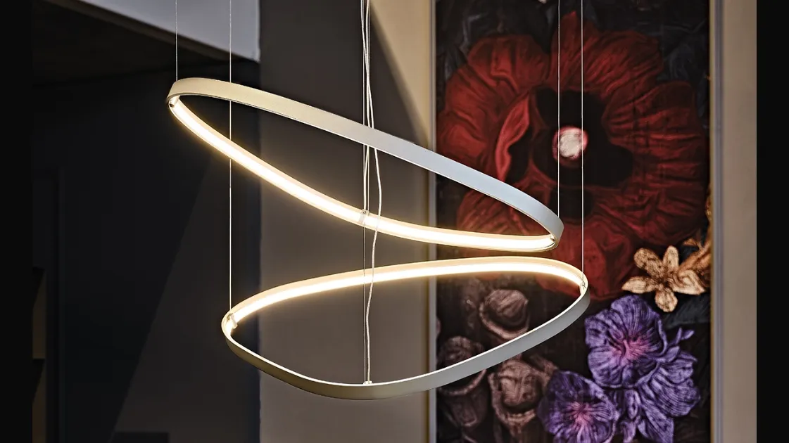 Lampada a sospensione Magellano in acciaio verniciato titanio di Cattelan Italia