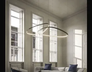 Lampada a sospensione Magellano Magnum in acciaio verniciato titanio di Cattelan Italia