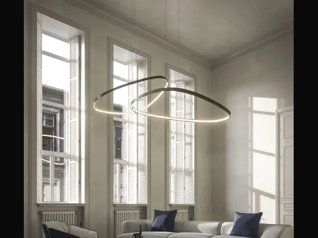 Lampada a sospensione Magellano Magnum in acciaio verniciato titanio di Cattelan Italia