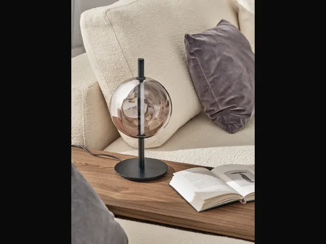 Lampada Sferatus da tavolo in vetro e acciaio di Bontempi