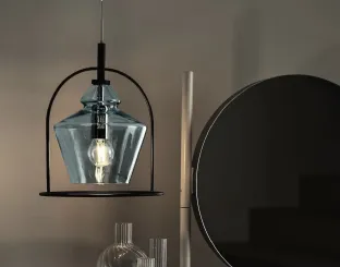 Lampada a sospensione Swing in vetro e acciaio laccato di Bontempi