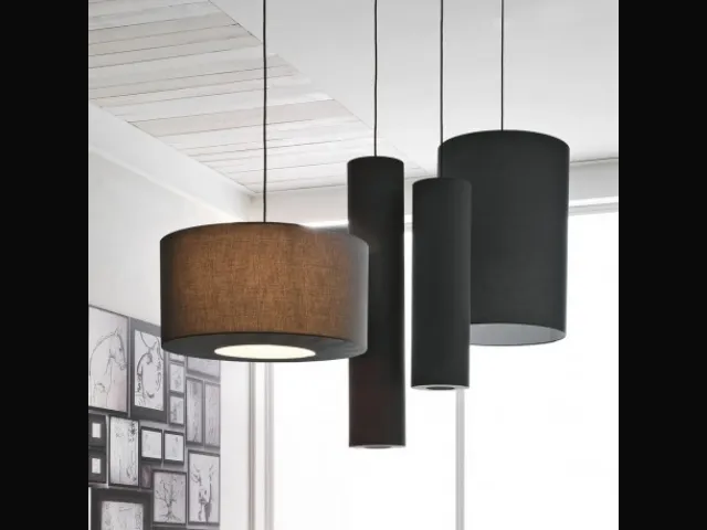 Lampada a sospensione di varie dimensioni in tessuto Tube di Adriani e Rossi
