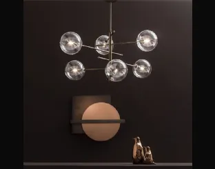 Lampada a sospensione Yoko in metallo con sfere in vetro di Adriani e Rossi