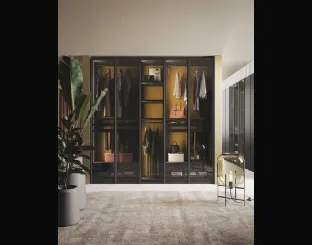 Armadio Ante Battenti 02 in vetro grigio trasparente e laccato metalgray di Morassutti