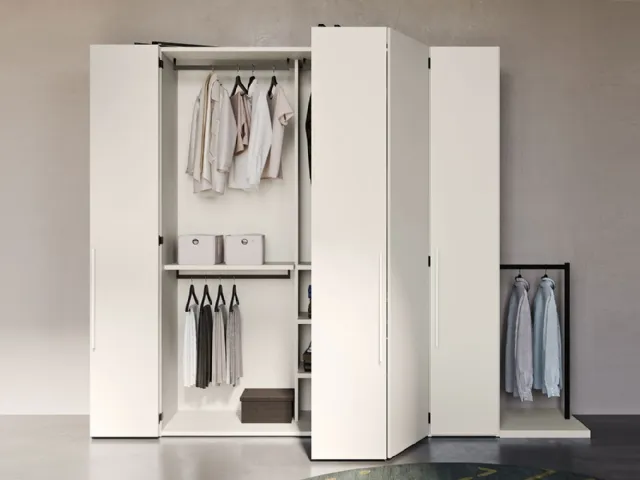 Armadio con ante a soffietto in laccato bianco opaco Best di Clever