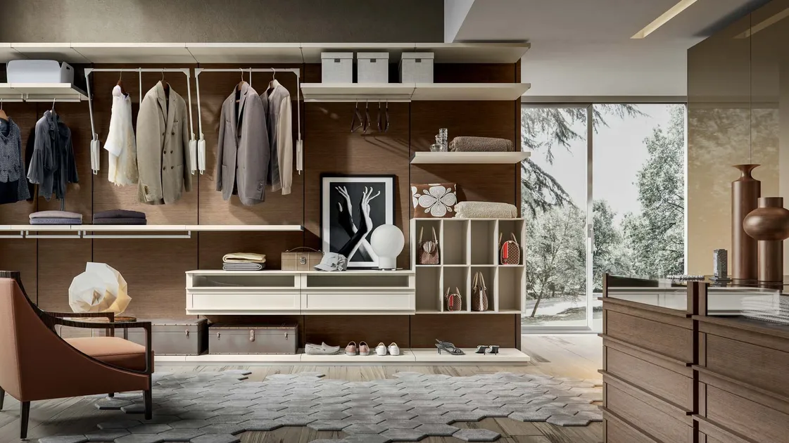 Cabina Armadio Wall in Rovere laccato opaco Sahara e Rovere tabacco di Veneran