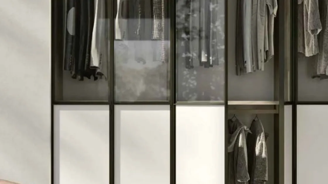 Armadio anta battente in laccato opaco e vetro Glass Mixa di Orme